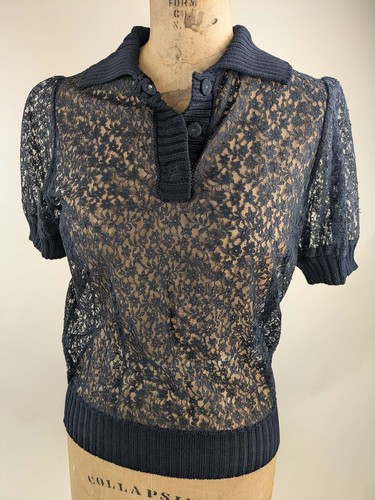 Blusa pizzo seta nera - pizzo, di