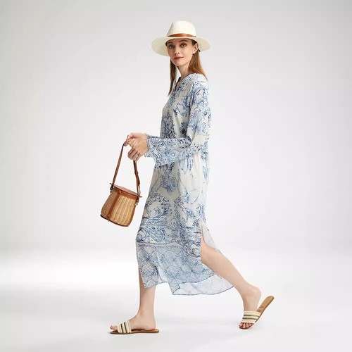 Abito donna blu bianco gonna